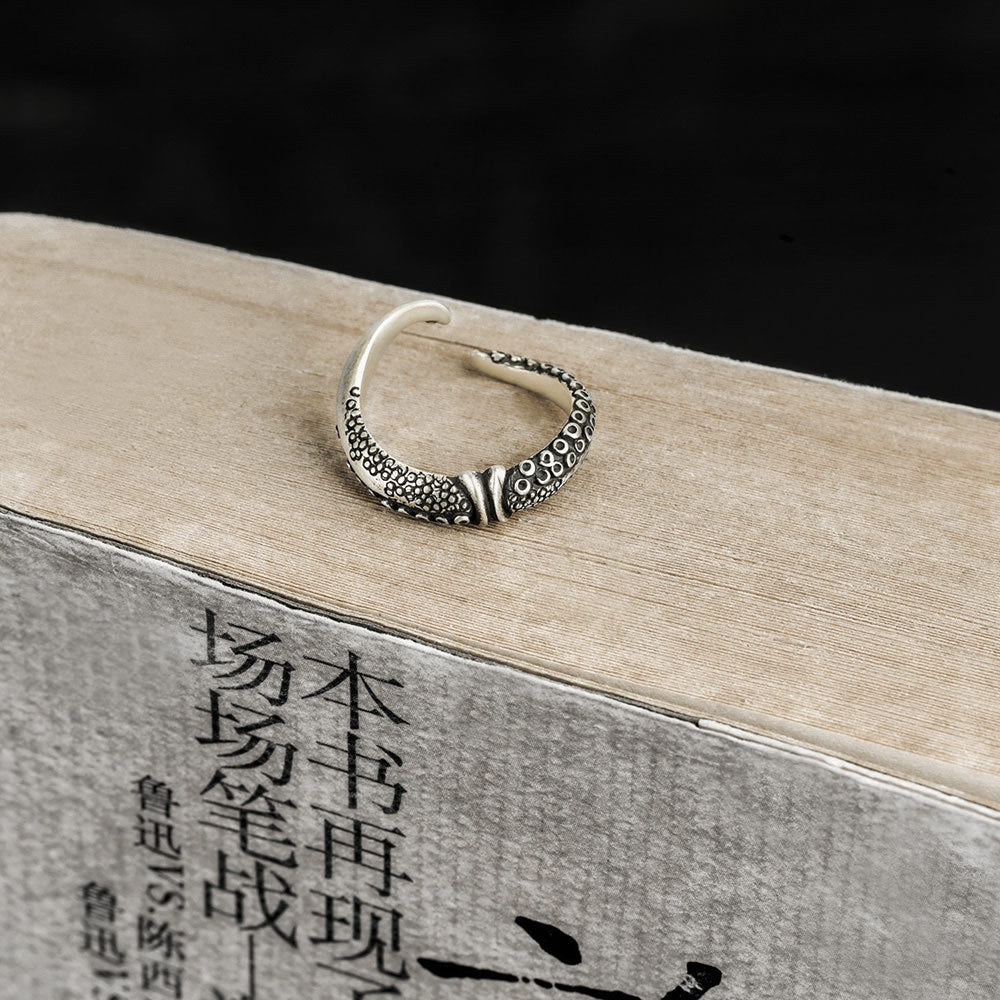925 Sterling Silver Octopus Tentacle Personality Punk Ring