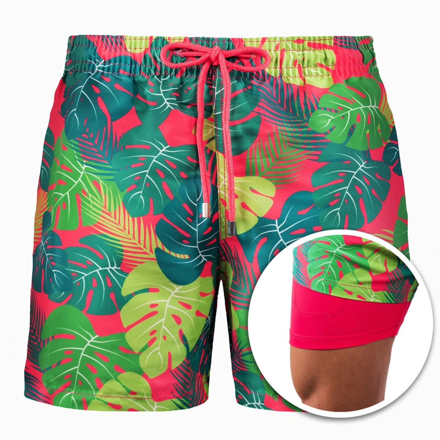 Mens Sports Print Double Layer Polyester Shorts