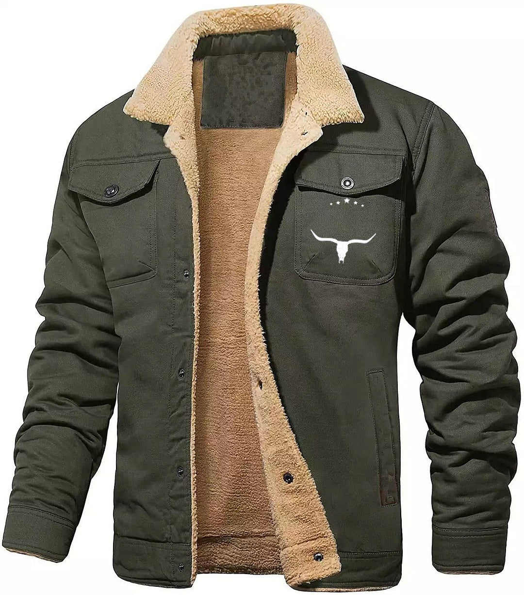 Men's Jacket Fleece-lined Cotton Workwear Casual Jacket Men's Coat